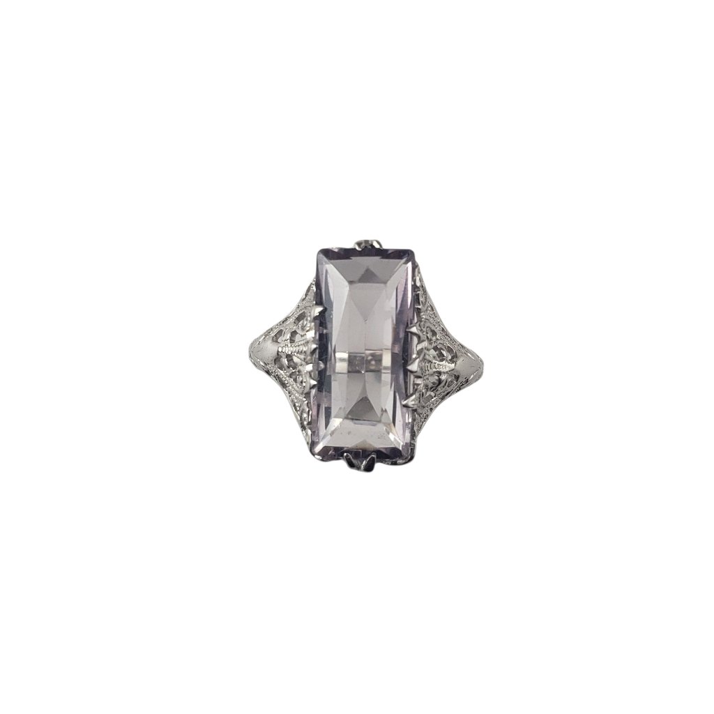 10 Karat White Gold And Amethyst Ring Size 6.25-6.5 #22666